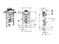 Rama Geberit, Duofix, pentru WC suspendat, 82 cm, cu rezervor Omega 12 cm
